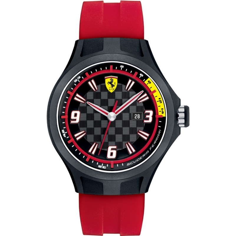 Scuderia Ferrari Mens Pit Crew Black and Red Rubber Watch