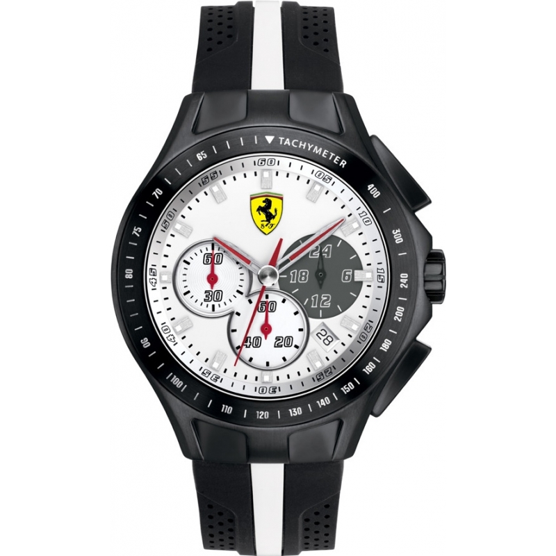 Scuderia Ferrari Mens Race Day White and Black Rubber Watch