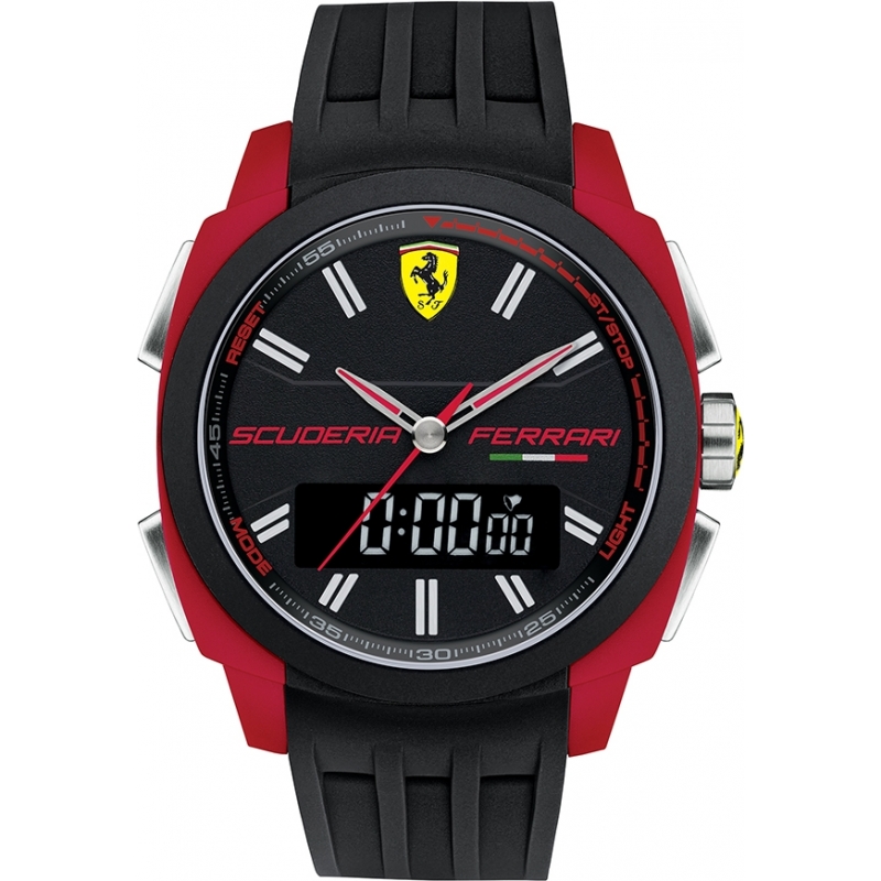 Scuderia Ferrari Mens Aerodinamico Black Red Rubber Watch