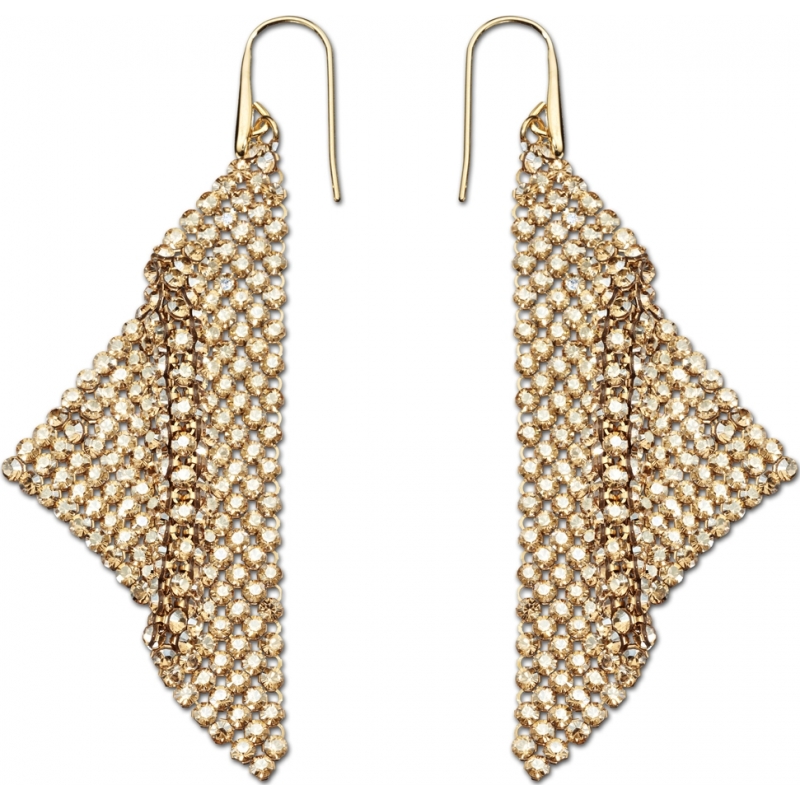 Swarovski Ladies Fit Pierced Crystal Golden Shadow Mesh Earrings