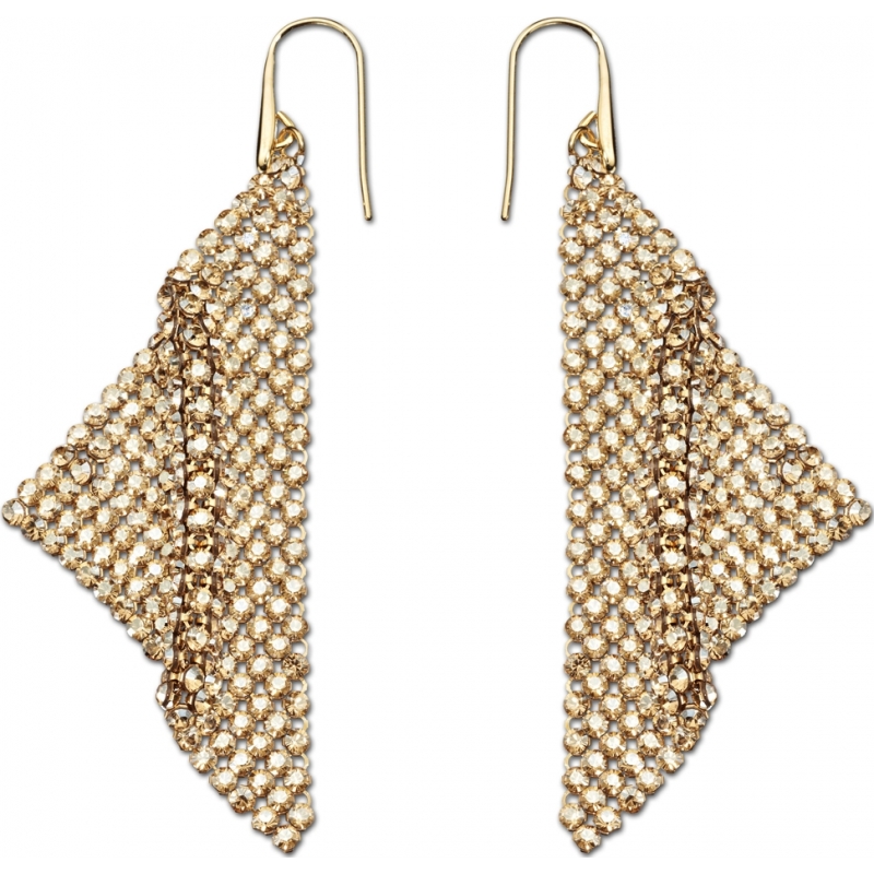 Swarovski Ladies Fit Pierced Crystal Golden Shadow Mesh Earrings