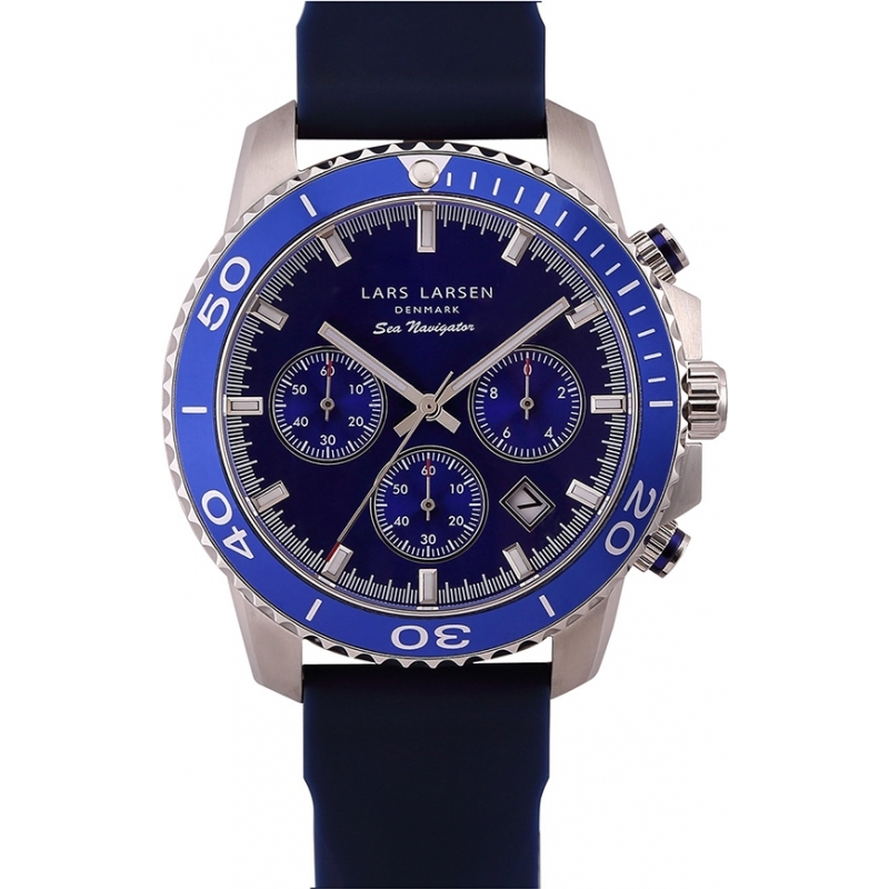 Lars Larsen Mens Sea Navigator Sport Silicone Blue Watch