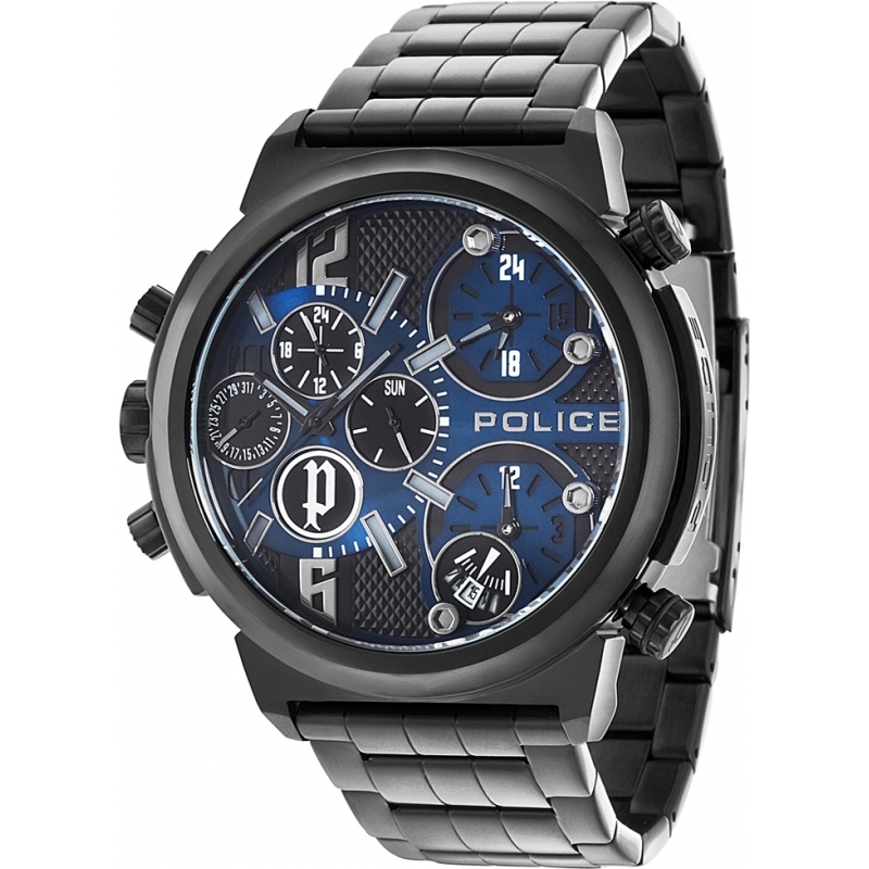 Police Mens Python Black Steel Bracelet Watch