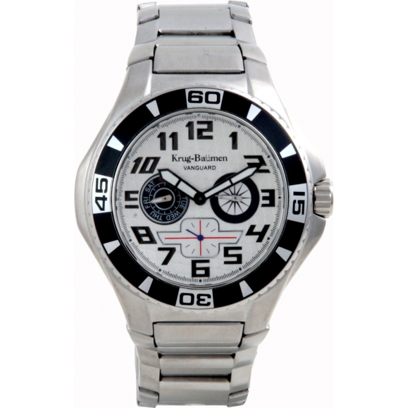Krug Baumen Vanguard Silver Black Steel Watch