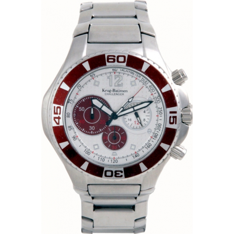 Krug Baumen Challenger Silver Dial Brown Bezel Chronograph