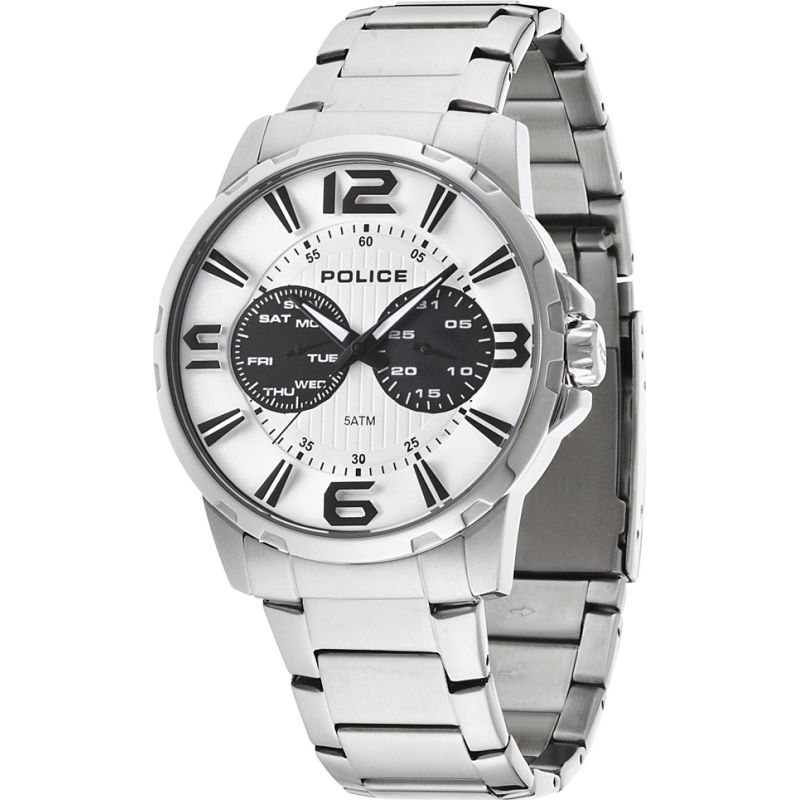 Police Mens Visionary Silver Steel Bracelet Watch