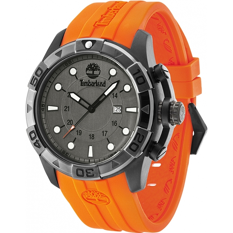 Timberland Mens Arlington Orange Rubber Strap Watch