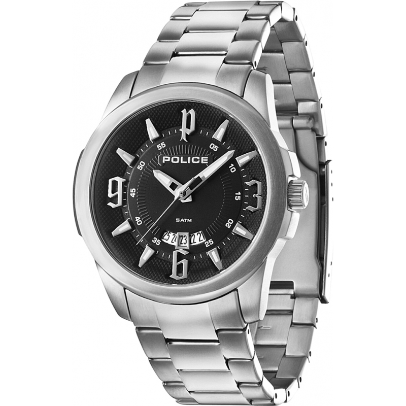 Police Mens Buckler Silver Steel Bracelet Watch