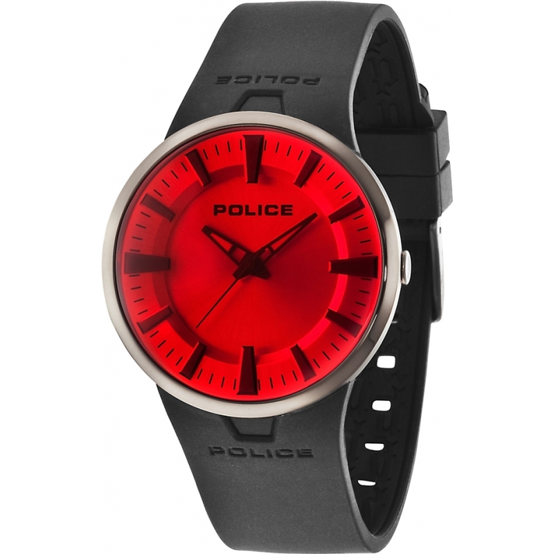 Police Mens Dakar Black Rubber Strap Watch