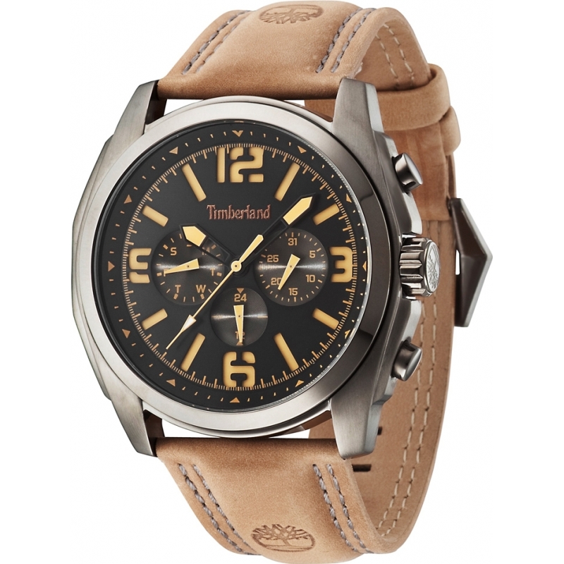 Timberland Mens Brattleboro Light Brown Leather Strap Watch