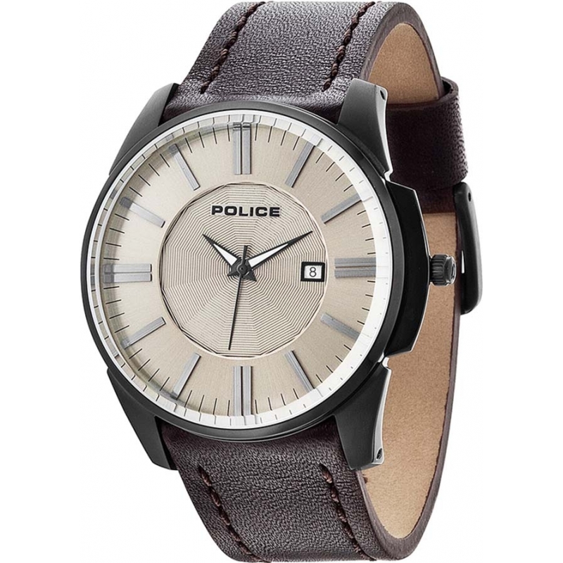 Police Mens Governor Beige Brown Watch