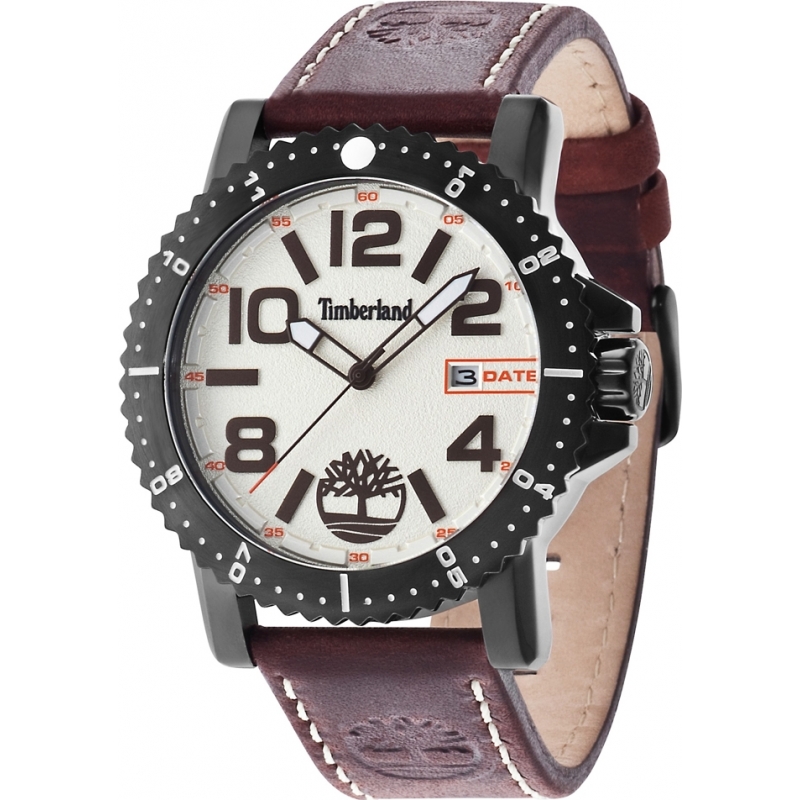 Timberland Mens Hyland Dark Brown Leather Strap Watch