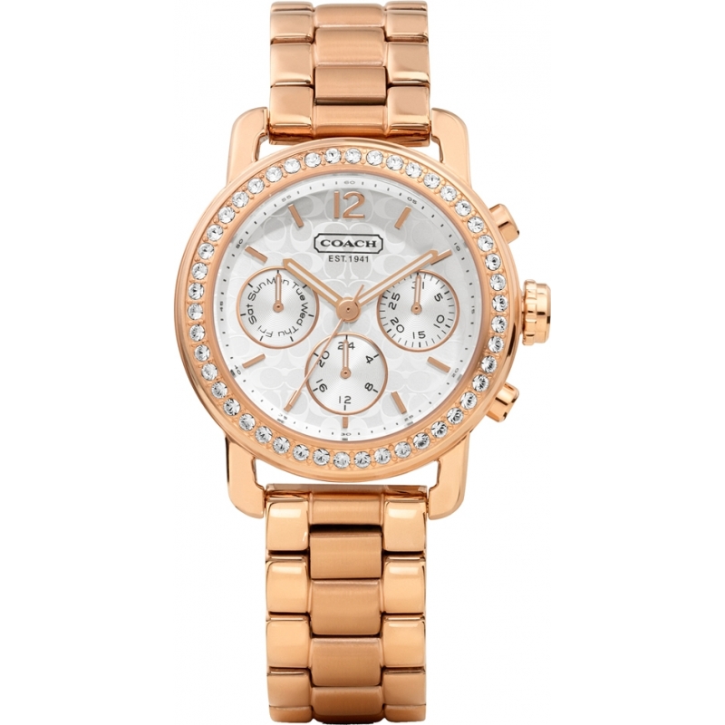 Coach Ladies Legacy Sport Small Rose Gold Plated Chronograph Watch