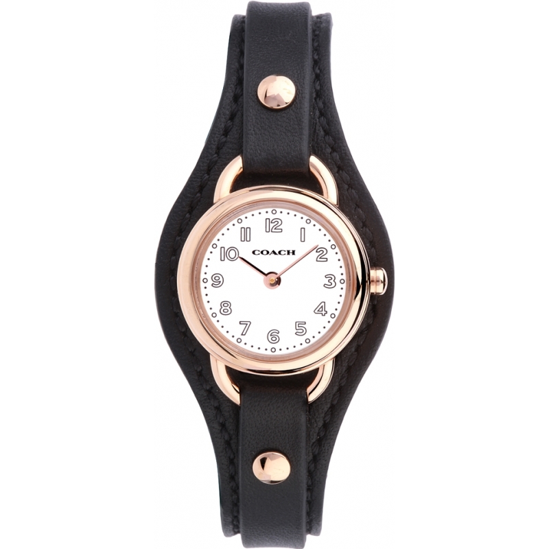 Coach Ladies Dree Black Leather Strap Watch