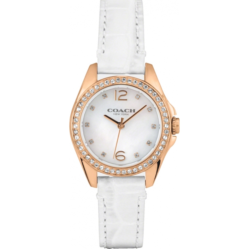 Coach Ladies Tristen White Leather Strap Watch