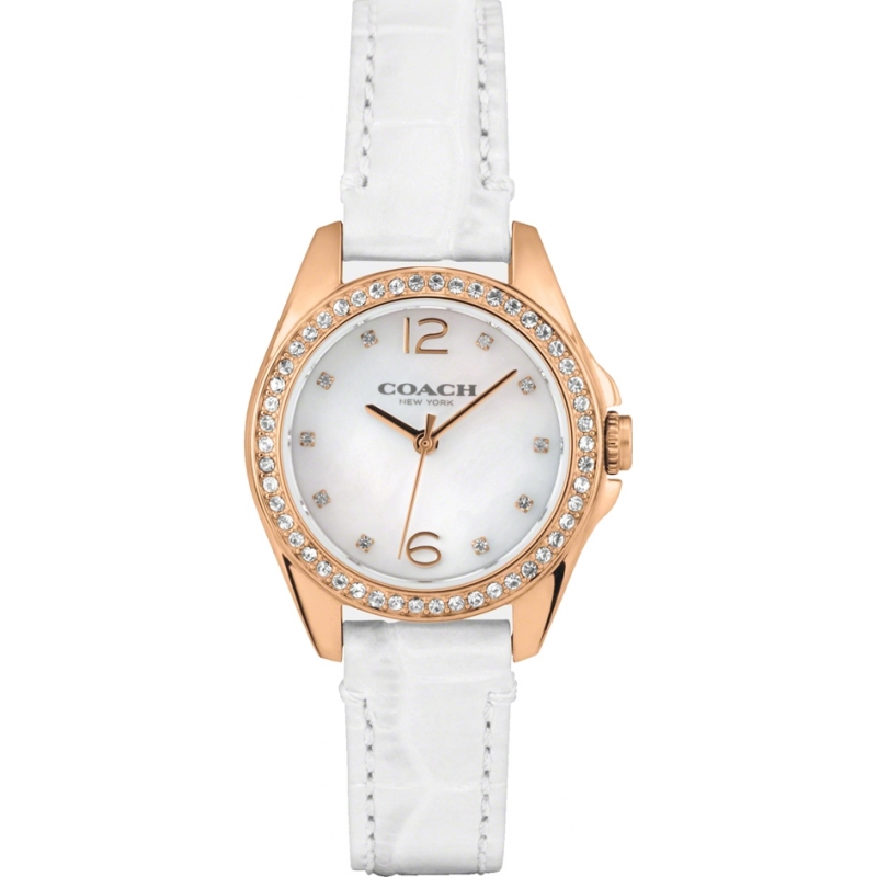 Coach Ladies Tristen White Leather Strap Watch