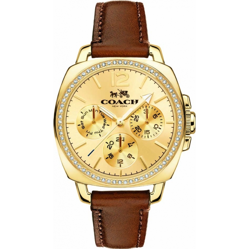 Coach Ladies Boyfriend Small Brown Chronograph Watch