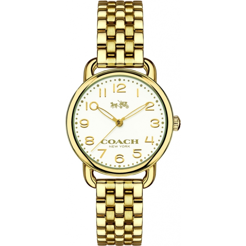 Coach Ladies Delancey Gold Plated Steel Bracelet Watch