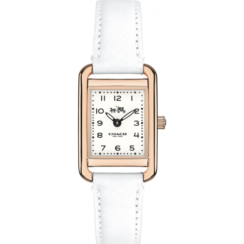 Coach Ladies Thompson White Leather Strap Watch