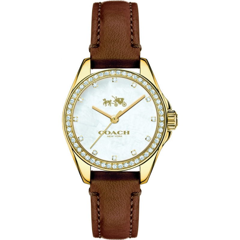 Coach Ladies Tristen Brown Leather Strap Watch