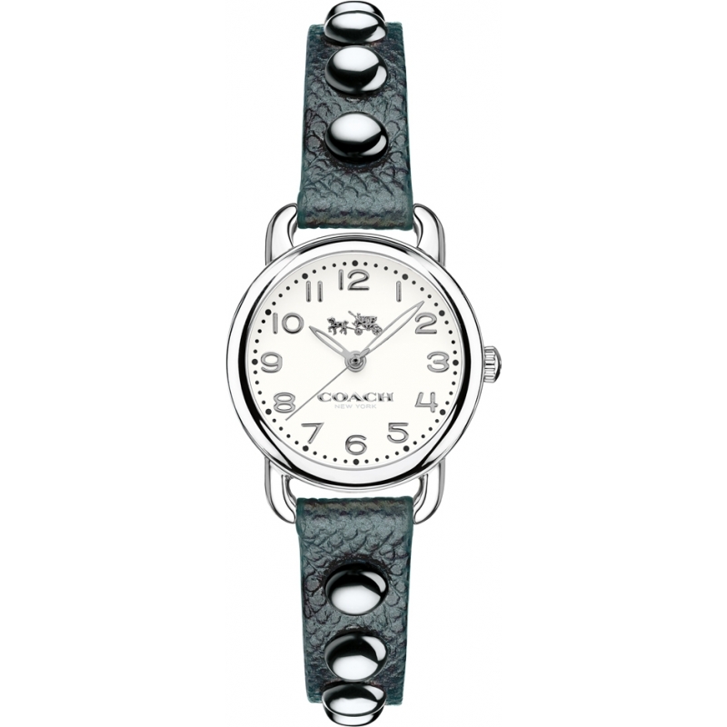 Coach Ladies Delancey Black Leather Strap Watch