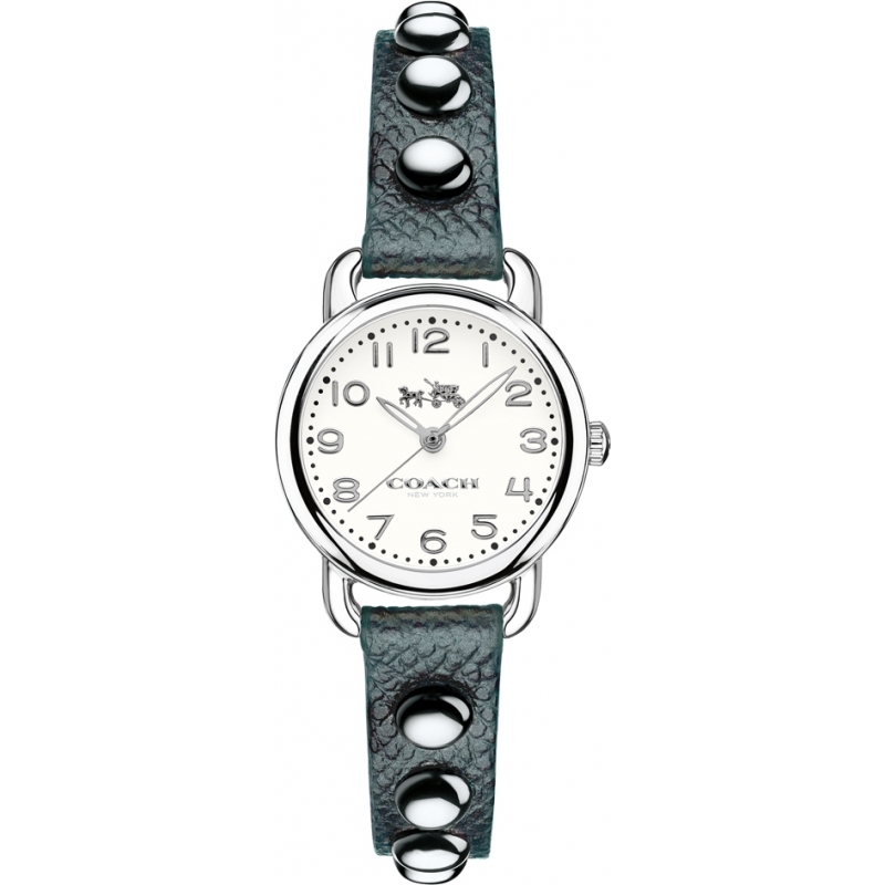 Coach Ladies Delancey Black Leather Strap Watch