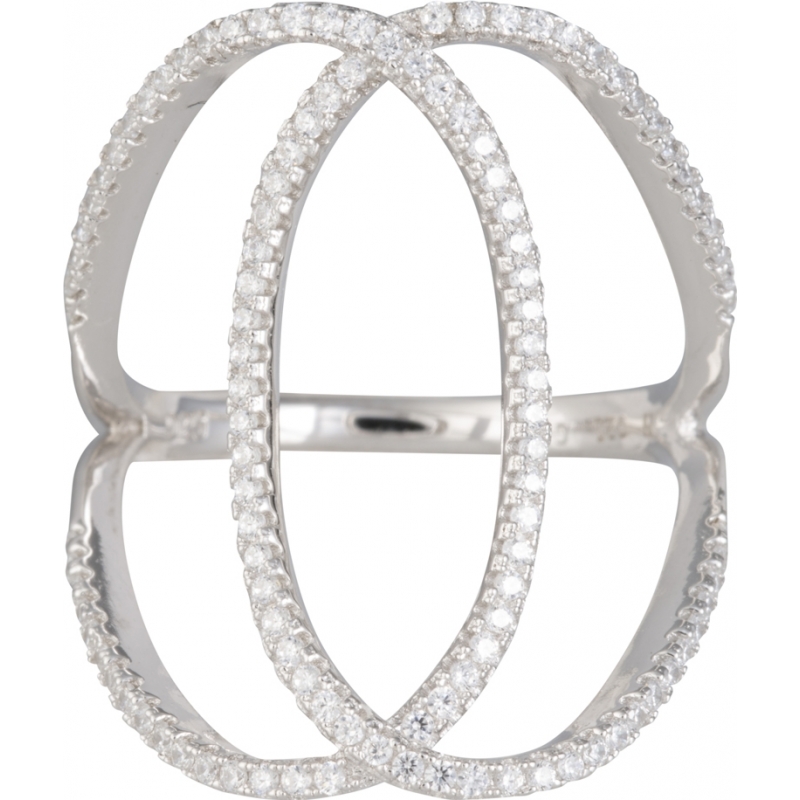 FROST by NOA Ladies Size N Silver Ring With Two Circles Of Cz