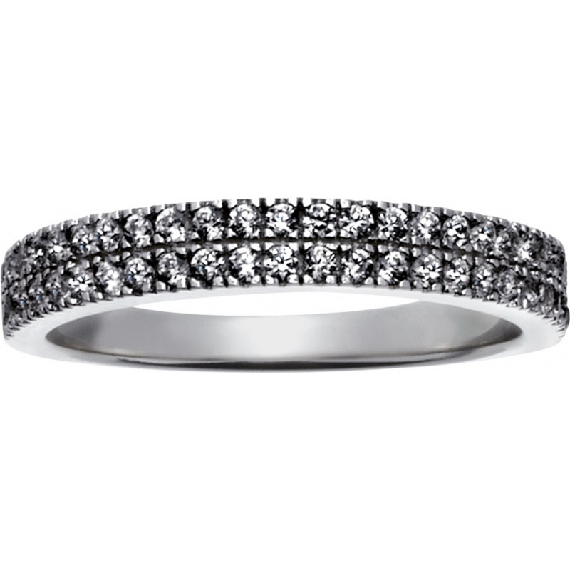 FROST by NOA Ladies Size L Rhodium Plated Ring With Two Rows Of CZ