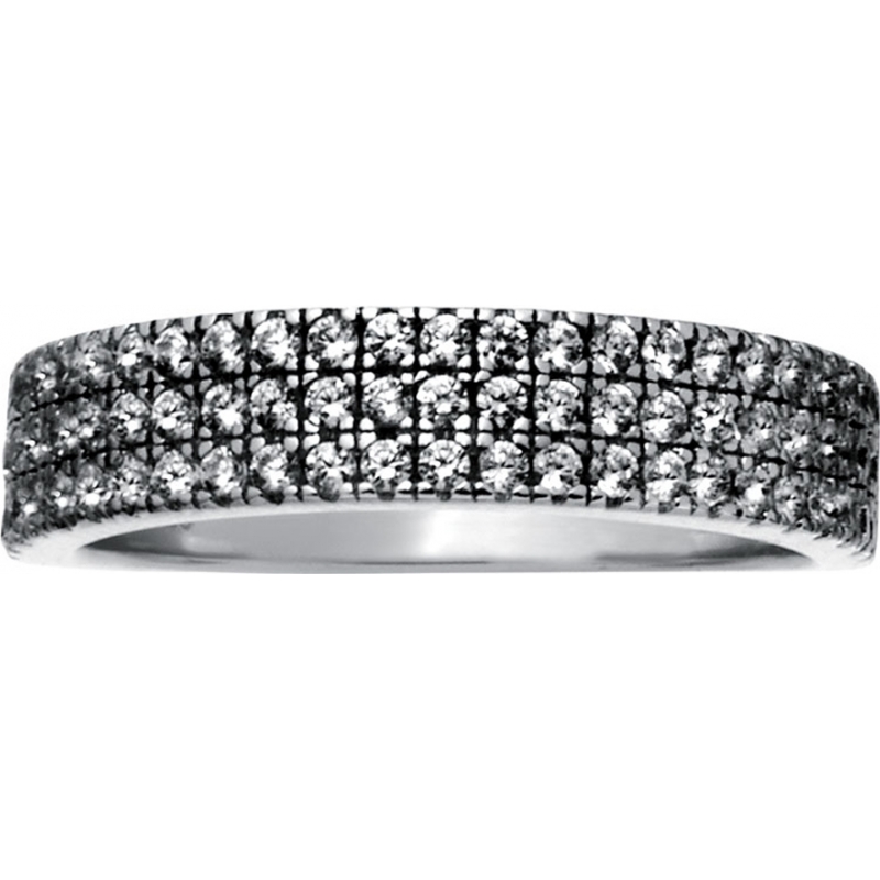 FROST by NOA Ladies Size L Rhodium Plated Ring With Three Rows Of CZ