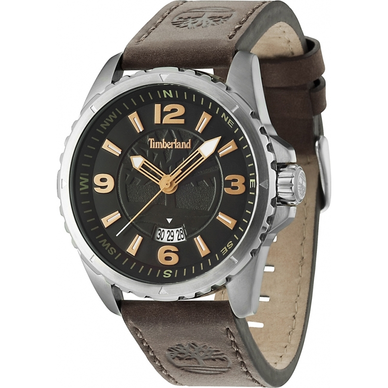 Timberland Mens Walden Brown Leather Strap Watch