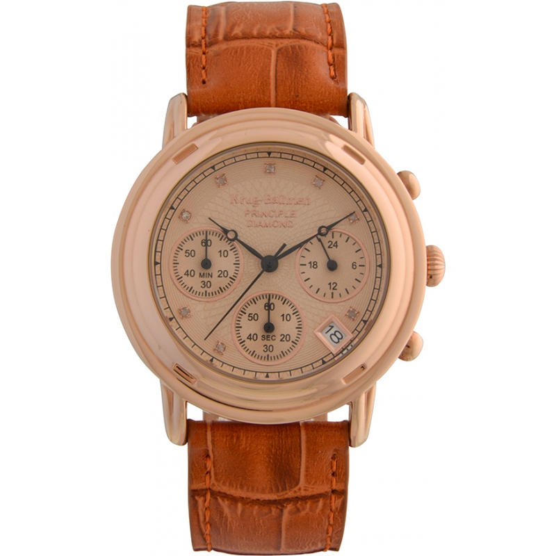 Krug Baumen Principle Diamond Mens Rose Gold Chronograph Watch