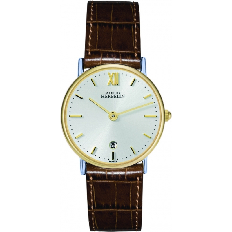 Michel Herbelin Ladies Sonates Brown Leather Strap Watch