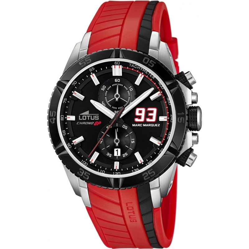 Lotus Mens Marc Marquez Chrono GP Black Red Watch