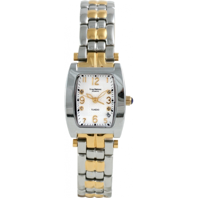 Krug Baumen Tuxedo Two Tone 4 Diamond White Dial Steel-Two Tone Strap