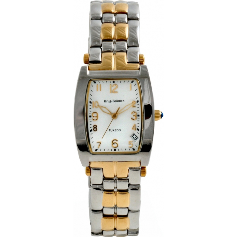 Krug Baumen Mens Tuxedo White Silver Gold Watch