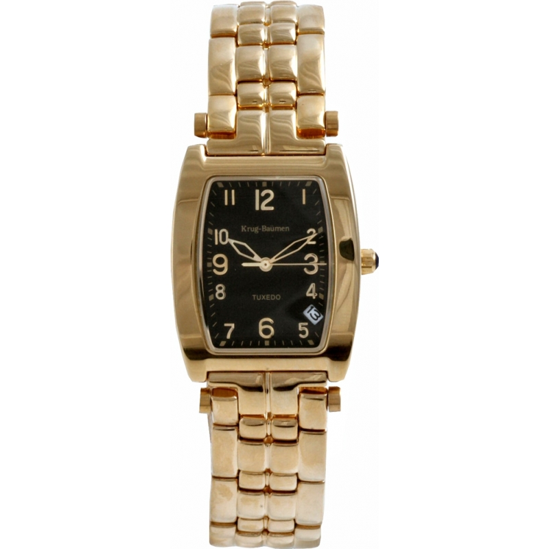 Krug Baumen Mens Tuxedo Gold Watch