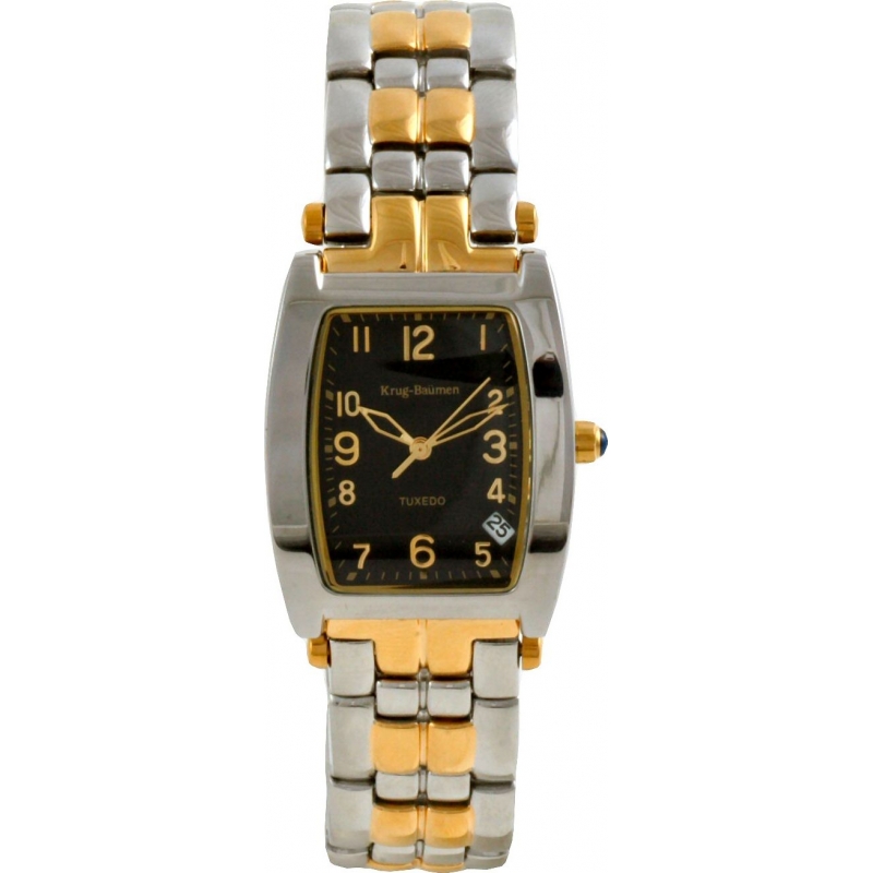 Krug Baumen Mens Tuxedo Black Gold Silver Watch