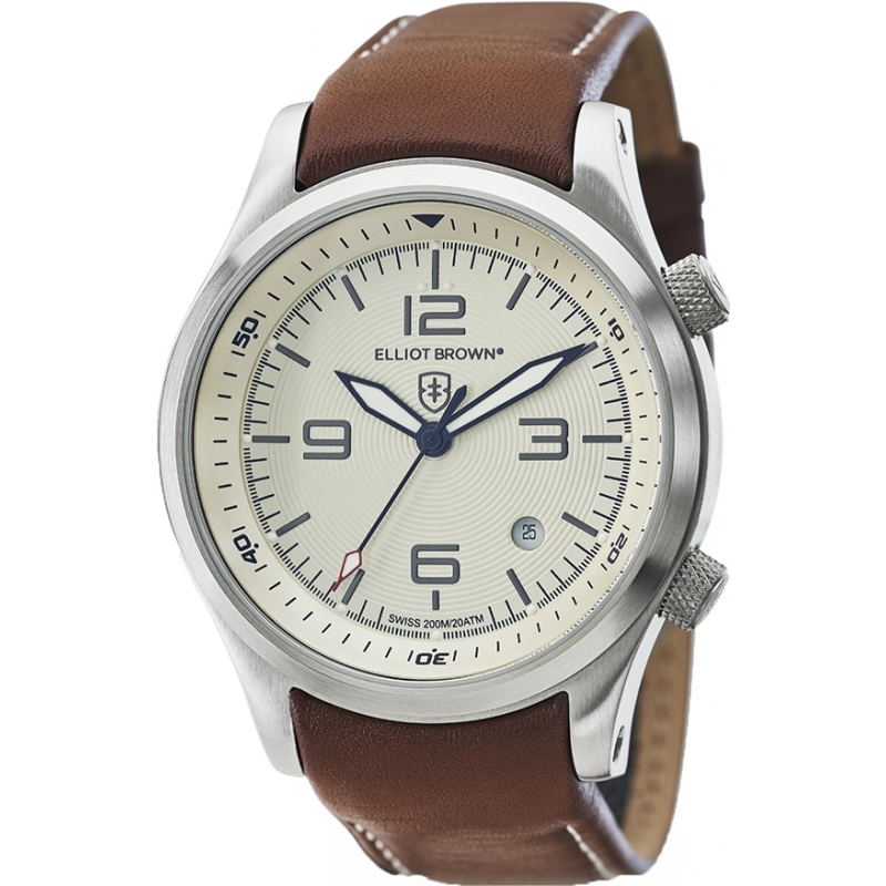 Elliot Brown Mens Ivory and Brown Canford Watch