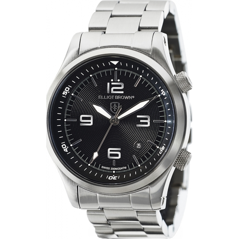 Elliot Brown Mens Black and Silver Canford Watch