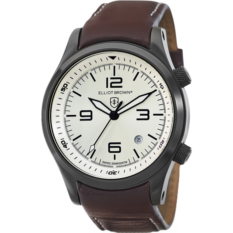 Elliot Brown Mens Silver and Oxblood Canford Watch