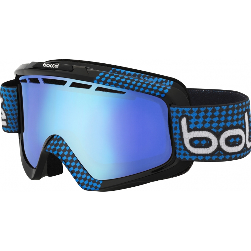 Bolle Nova II Matte Black and Blue - Aurora Blue (Size M - L) Ski Goggles
