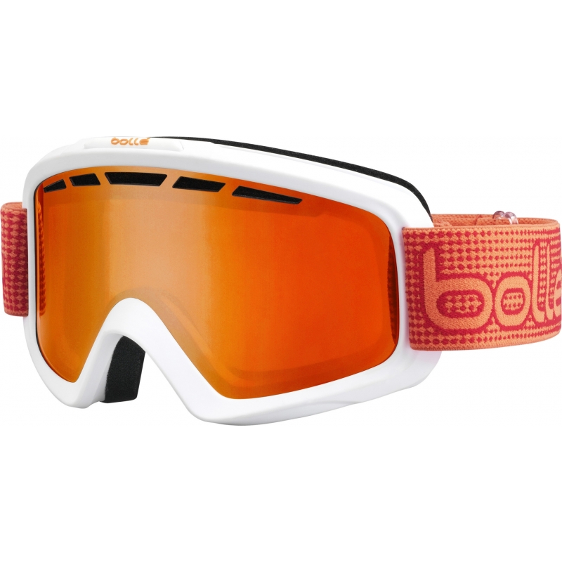 Bolle Nova II Matte White and Orange - Fire Orange (Size M - L) Ski Goggles