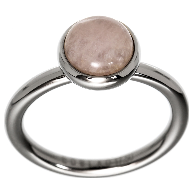 Edblad Ladies Size N (S) Mare Steel Ring with Rose Quartz