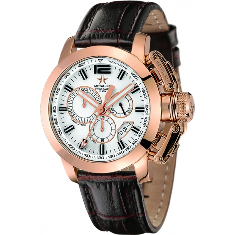 Metal CH Mens Chrono Gold Brown Watch