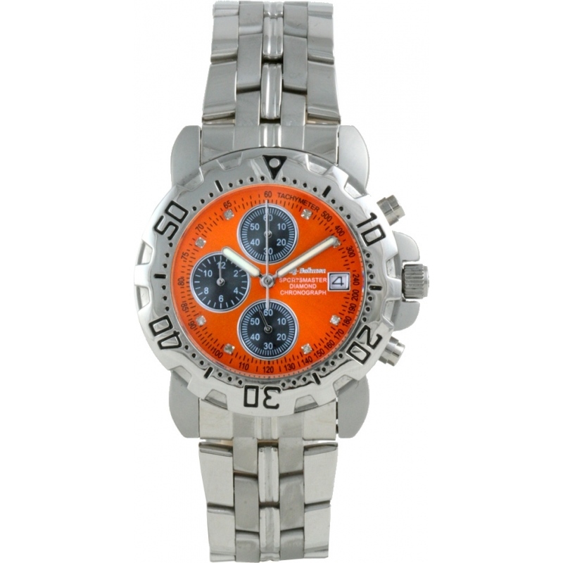 Krug Baumen Mens Sportsmaster Diamond Orange Dial