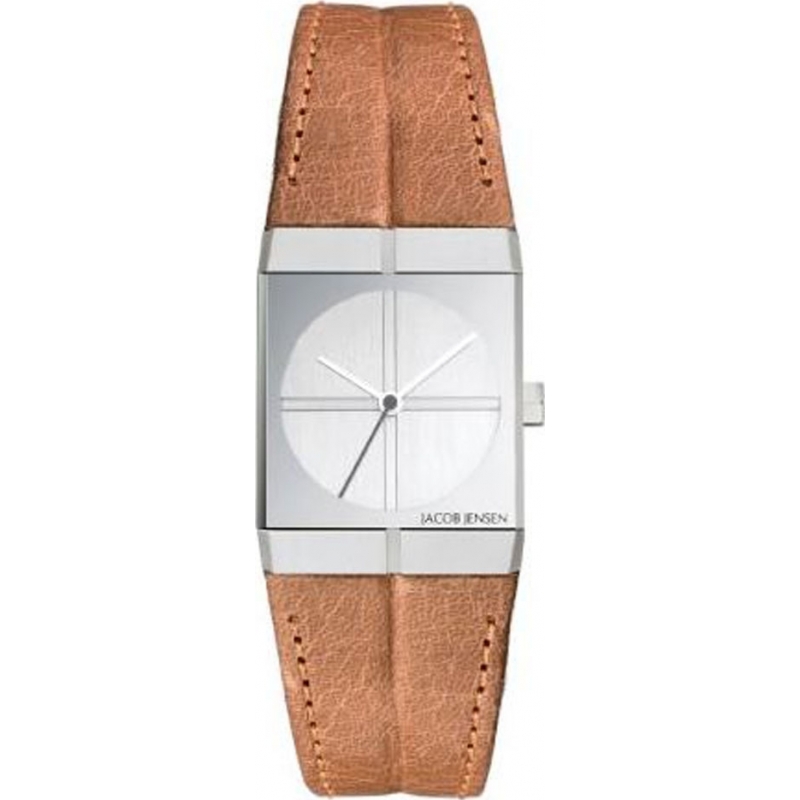 Jacob Jensen Ladies Icon White Brown Watch