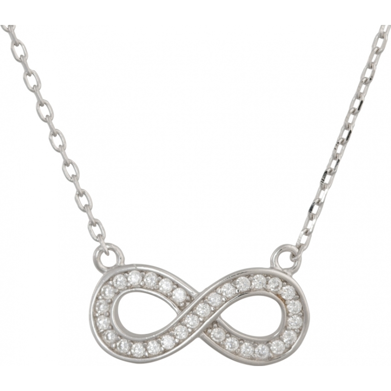FROST by NOA Ladies Silver Infinity Pendant Necklace With Cubic Zirconia