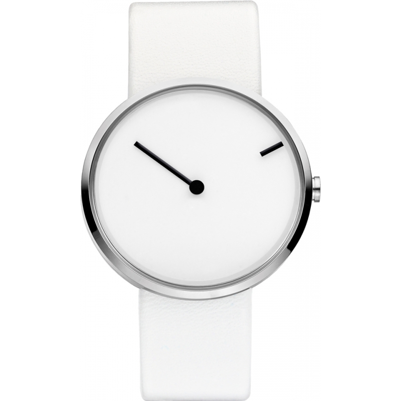 Jacob Jensen Curve White Leather Strap Watch