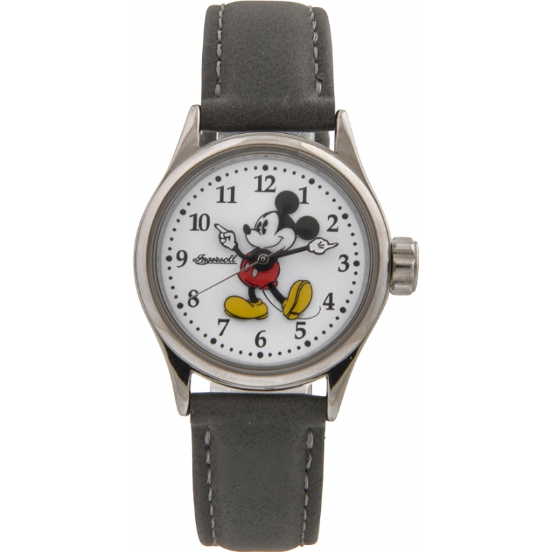 Disney by Ingersoll Ladies Classic Mickey Mouse Grey Nubuck Strap Watch