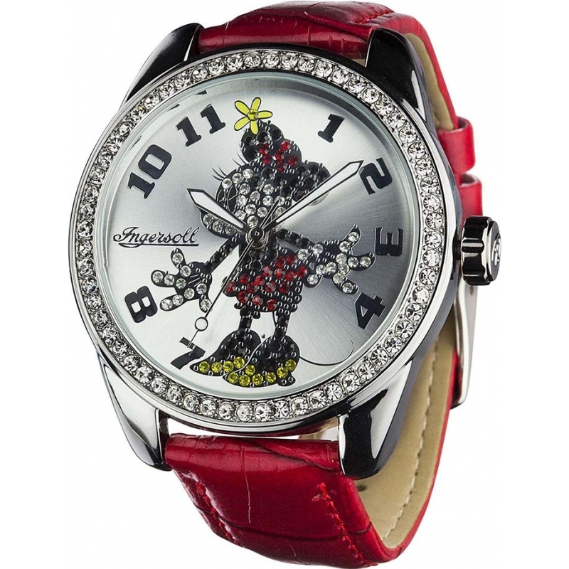 Disney by Ingersoll Ladies Classic Diamante Minnie Mouse Red Watch